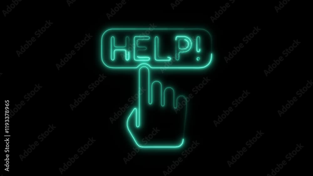 Glowing Neon Help Call Icon, Emergency Hotline and Support Symbol, HD Motion Graphic Animation on Black Background Glowing Neon Help Call Icon, Emergency Hotline and Support Symbol, HD Motion Graphic Animation on Black Background