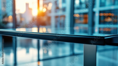 Wallpaper Mural A sleek glass railing offers an unobstructed view of a vibrant city skyline, showcasing urban architecture and distant horizons. Torontodigital.ca