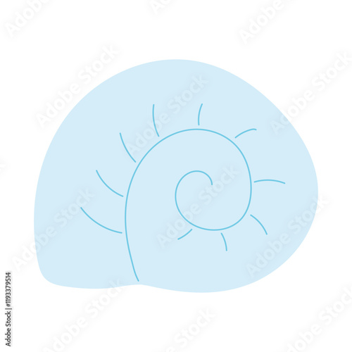 Cute blue seashell in simple flat style for summer poster or banner.