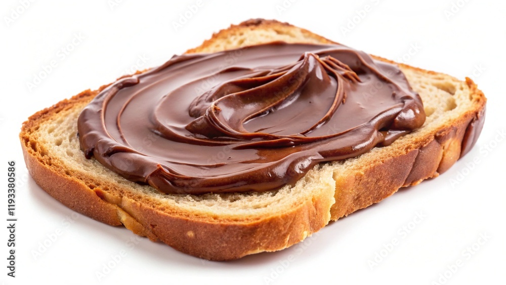 Slice of bread with chocolate paste isolated on white background
Slice of bread with chocolate paste isolated on white background