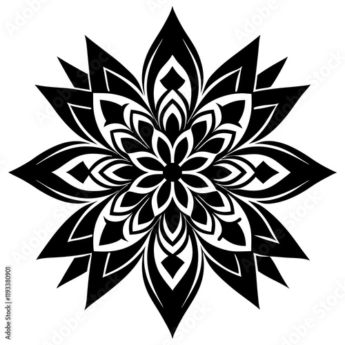 Simple mandala silhouette vector Art design, Floral mandala Illustration, ornament, flower, design, outline, template, pattern, ethnic. mandala design for invitation card, coloring book.