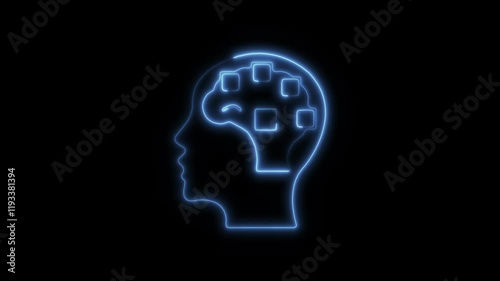 Wallpaper Mural Glowing Neon Mental Disorder Icon, Psychological Health Awareness Symbol, HD Motion Graphic Animation on Black Background Torontodigital.ca