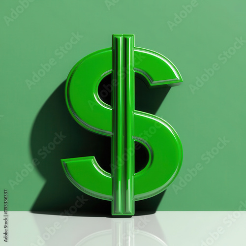 Vibrant Green Dollar Sign: A Symbol of Wealth and Prosperity photo