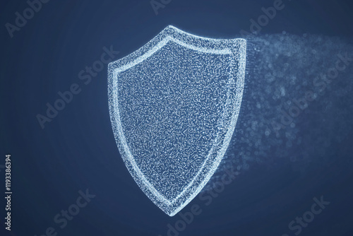 floating shield icon protecting digital data streams, moody blue lighting photo