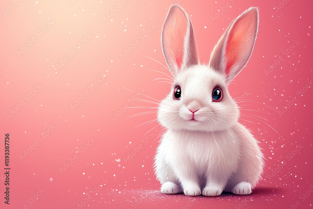 Obraz premium Playful Easter bunny with soft fur and sparkling elements, bringing a fantasy touch 