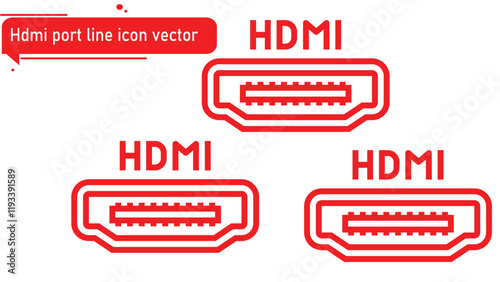 Hdmi port line icon vector