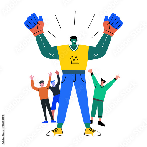A character celebrating his accomplishment illustration in flat style