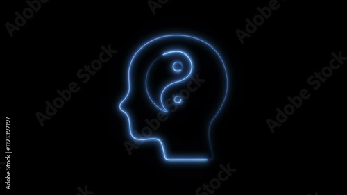 Wallpaper Mural Glowing Neon Yin-Yang Icon, Balance and Harmony Symbol, HD Motion Graphic Animation on Black Background Torontodigital.ca