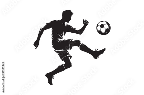 Dynamic Soccer Player Kicking Ball Silhouette