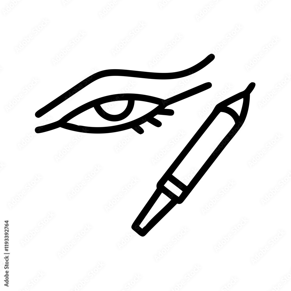 Minimalist Icon of Eyeliner Pencil with Eye Illustration Minimalist Icon of Eyeliner Pencil with Eye Illustration