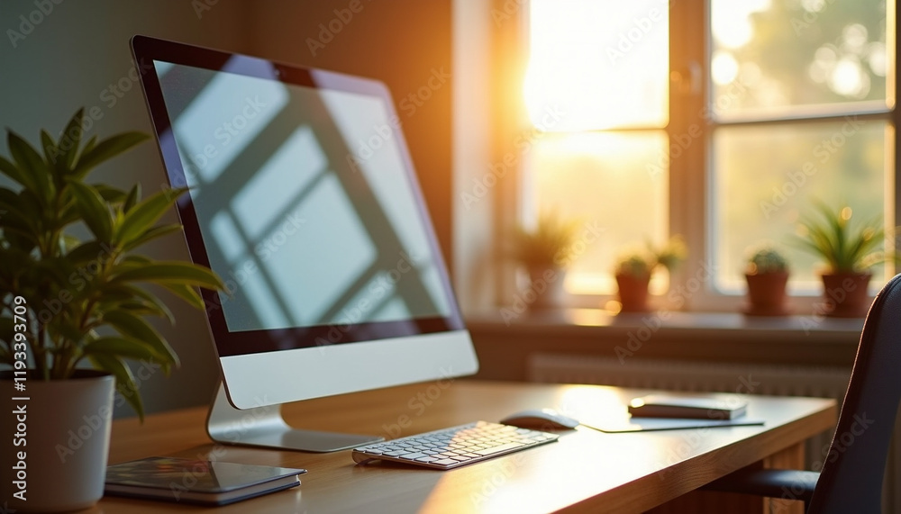 Fototapeta premium desk with monitor