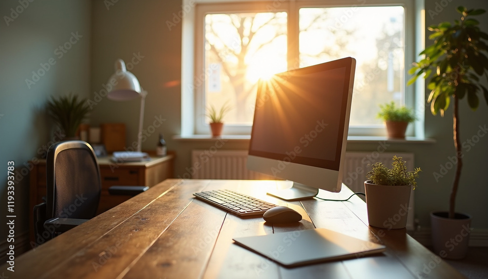 Fototapeta premium Office with sunlight through the window