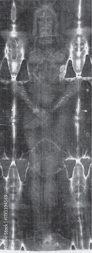 Negative perspective of Jesus on shroud of Turin CMYK vector ready for print