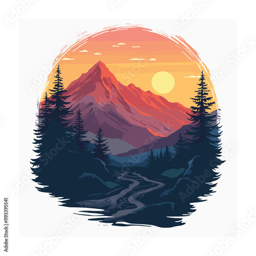 Mountain vector illustration on white background