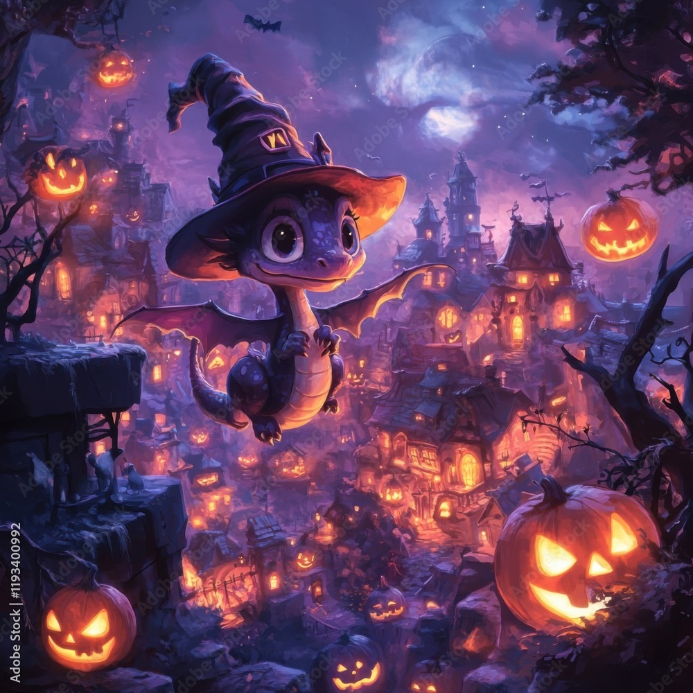 Enchanted Halloween Night with Friendly Dragon Enchanted Halloween Night with Friendly Dragon