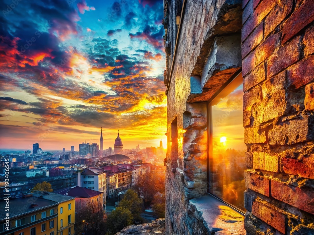 Fototapeta premium Double Exposure: Abstract Cityscape & Nature, Bretterwand Inspired