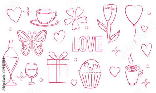 Valentine´s day hand drawn set