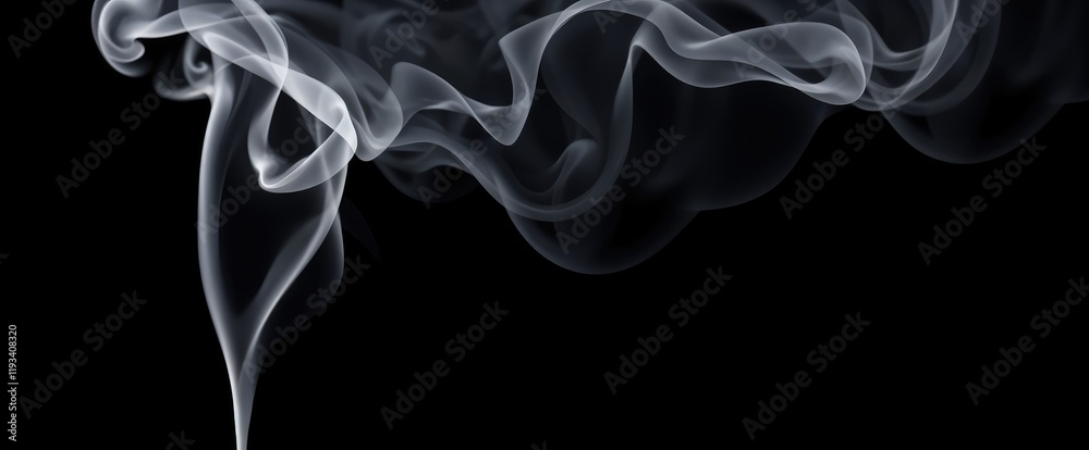 Obraz premium Abstract smoke swirls against black background Elegant and ethereal design backgrounds