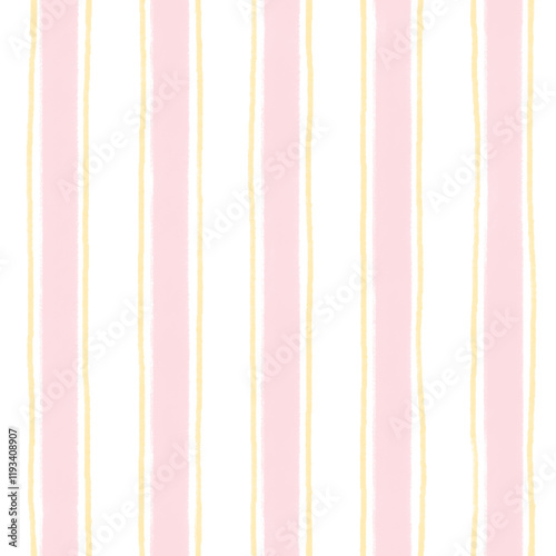 whimsical seamless pink and yellow stripes pattern illustration with transparent background