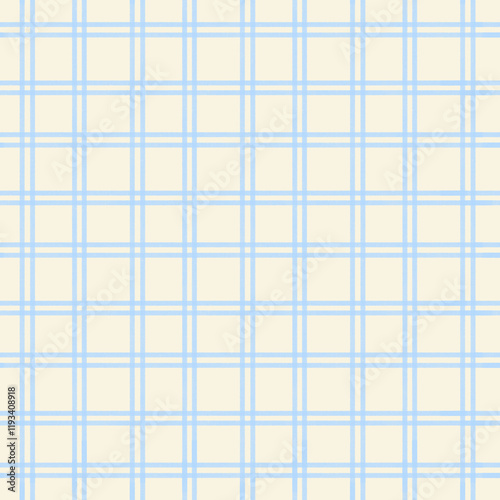 whimsical light blue checkers seamless pattern illustration with beige background	