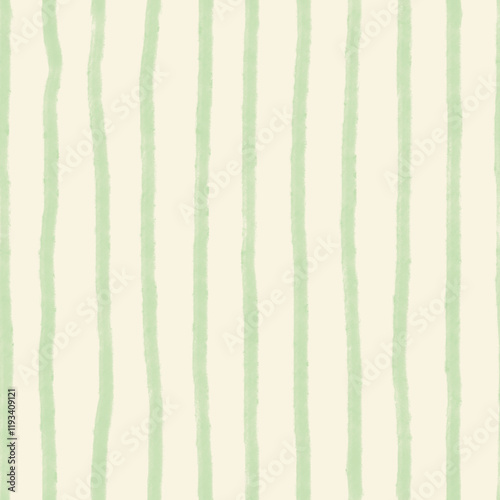 whimsical light green seamless stripes pattern illustration with beige background