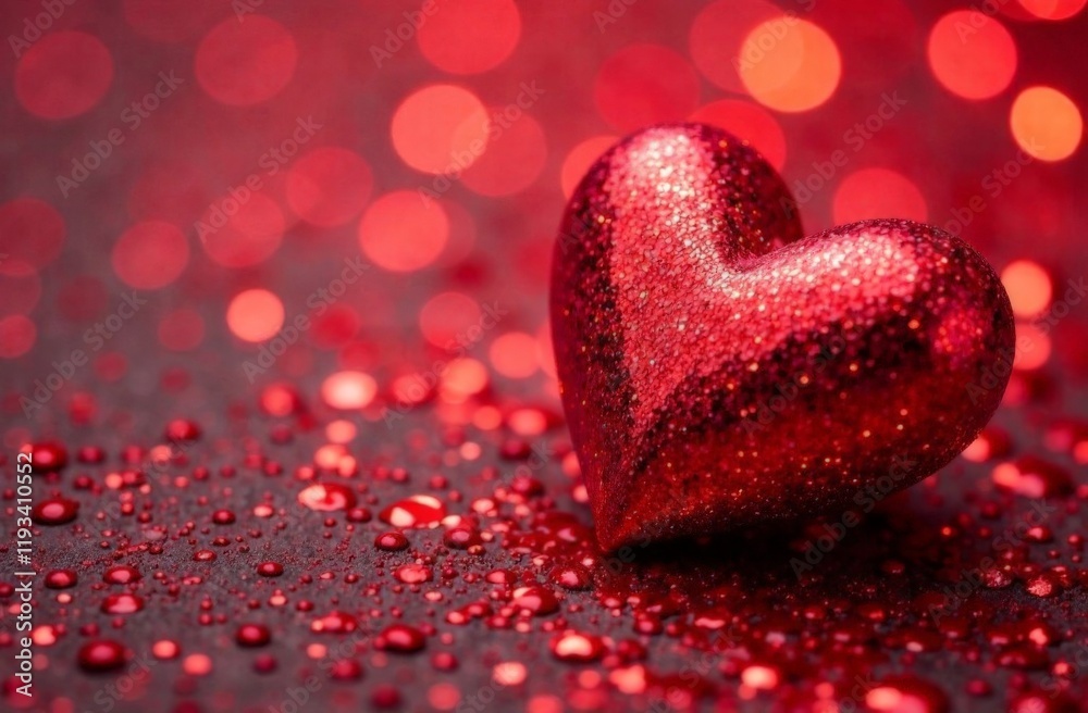 Obraz premium Abstract red glitter sparkle heart background or party invitation for Valentine's Day or love