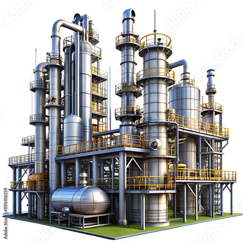 Industrial Refinery Plant Steel Structure Detailed Model 3d pipes tanks power metal tubes 