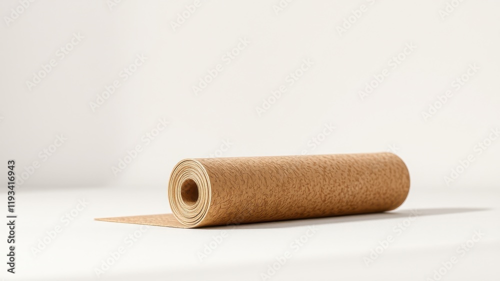 Rolled Light Brown Textured Mat on White Background Rolled Light Brown Textured Mat on White Background