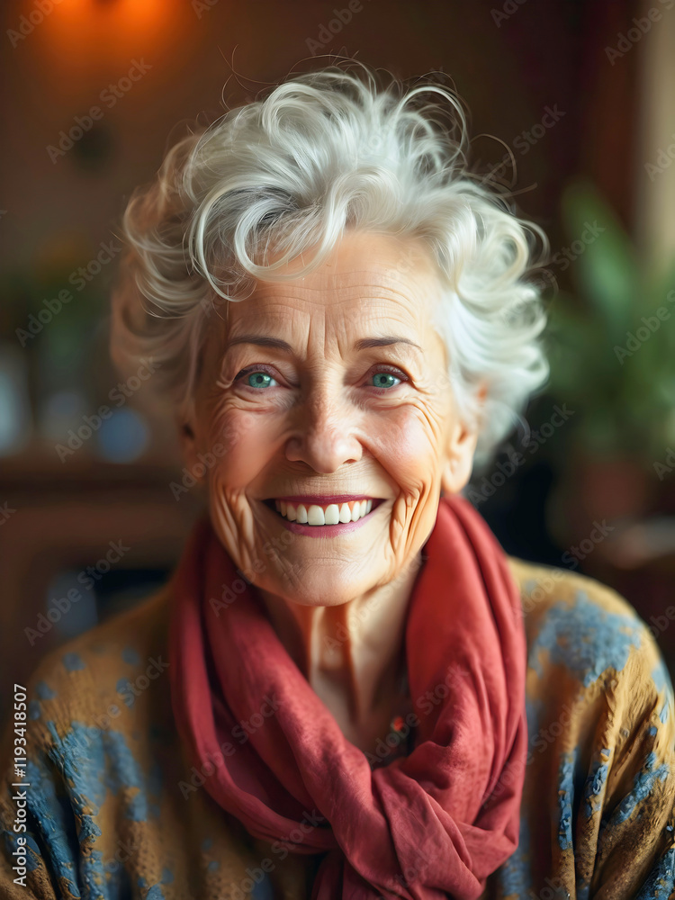 Portrait beautiful of elderly woman model smiling, senior people, happy expression
