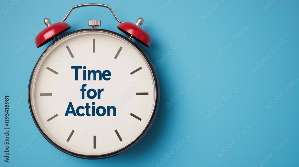 Time for Action Clock Against Blue Background Realistic 3D Illustration of Alarm Clock Urgency Concept in Modern Design for Motivation and Time Management Focus Time for Action Clock Against Blue Background Realistic 3D Illustration of Alarm Clock Urgency Concept in Modern Design for Motivation and Time Management Focus