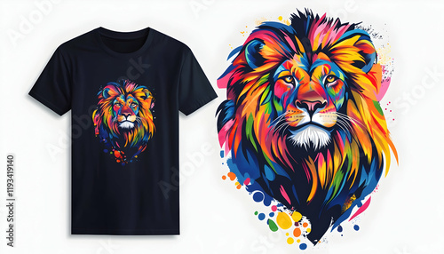 Colorful lion to print on a t-shirt