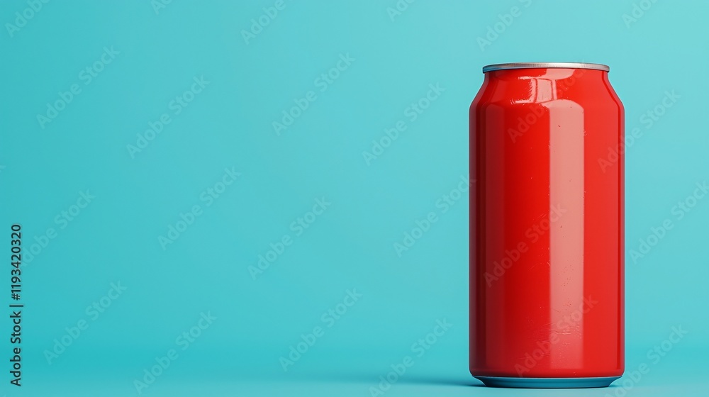 Red aluminum can on blue background. (1) Red aluminum can on blue background. (1)