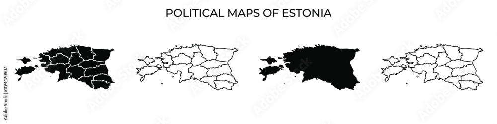 Political maps of Estonia showing different administrative divisions Political maps of Estonia showing different administrative divisions