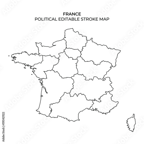 Blank political map of France for educational and planning use