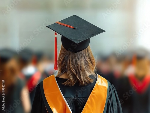 Graduation ceremony celebration university campus graduation event academic achievement rear view inspiring journey
