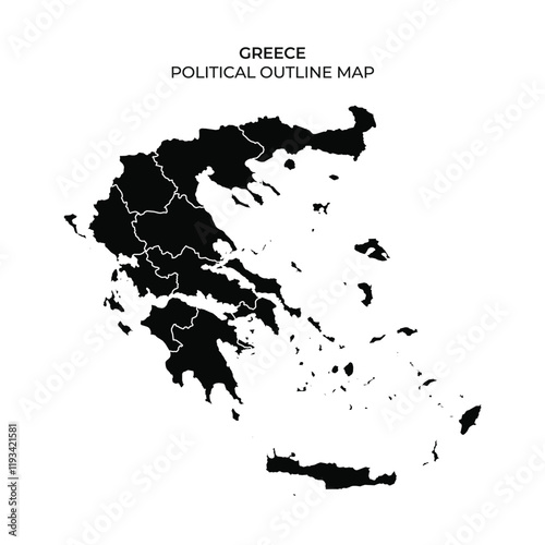 Political outline map of Greece highlighting regional divisions