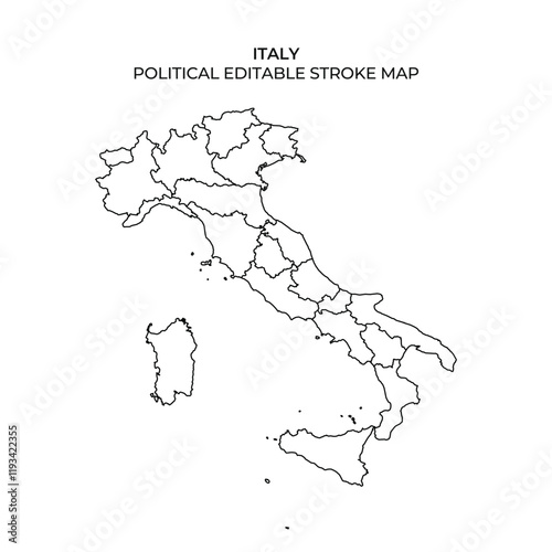 Editable political map of Italy showcasing regions and boundaries