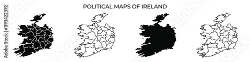 Political maps of Ireland showcasing regional divisions and borders