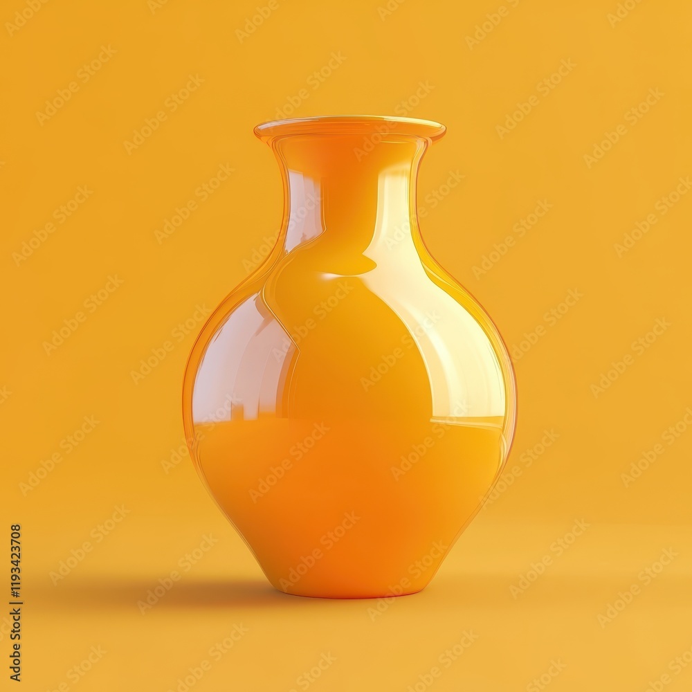A vibrant yellow vase elegantly placed on a matching yellow surface, creating a harmonious and cheerful visual aesthetic. A vibrant yellow vase elegantly placed on a matching yellow surface, creating a harmonious and cheerful visual aesthetic.