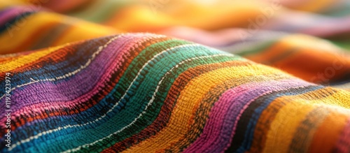 Vibrant Woven Textile Pattern with Colorful Undulating Waves of Fabric Texture  captivating design made from various fabrics fibers and materials