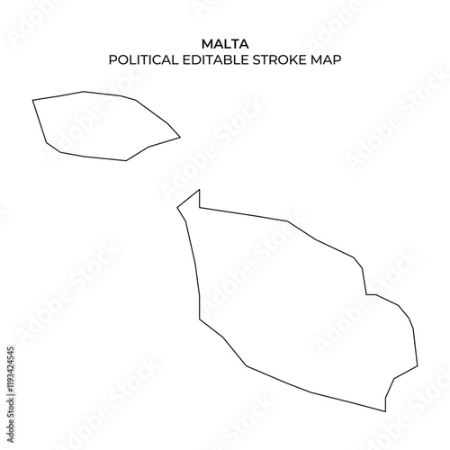 Outline of Malta with Editable Stroke for Political Use