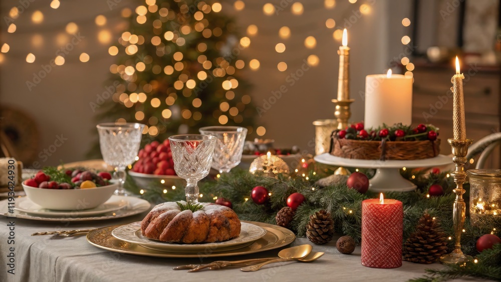Christmas Table Setting Festive Food, Candles and Lights, holiday, composition, photography Christmas, table setting Christmas Table Setting Festive Food, Candles and Lights, holiday, composition, photography Christmas, table setting