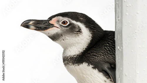 Close-up Profile of a Humboldt Penguin, White Background, Bird Portrait, Wildlife Photography Penguin, Wildlife photo