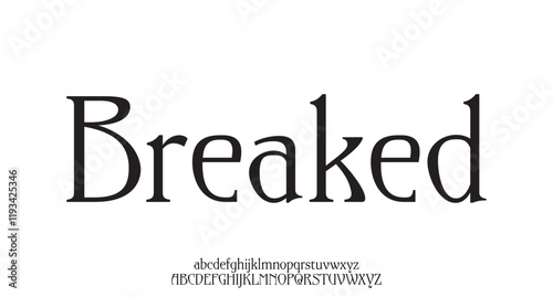 Breaked Modern Bold Font. Typography urban style alphabet fonts for fashion, sport, technology, digital, movie, logo design, vector illustration, uppercase and lowercase.
