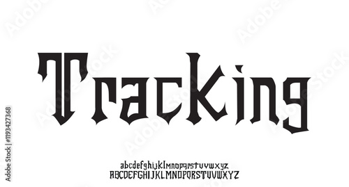 Tracking Modern Bold Font. Typography urban style alphabet fonts for fashion, sport, technology, digital, movie, logo design, vector illustration, uppercase and lowercase.
