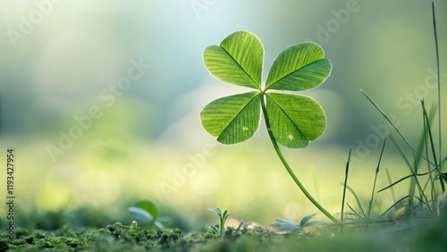 Four-Leaf Clover in Sunlight Macro Photography of Nature's Luck,Nature Photography,Macro Photography ðŸ€â˜˜ï¸ photo