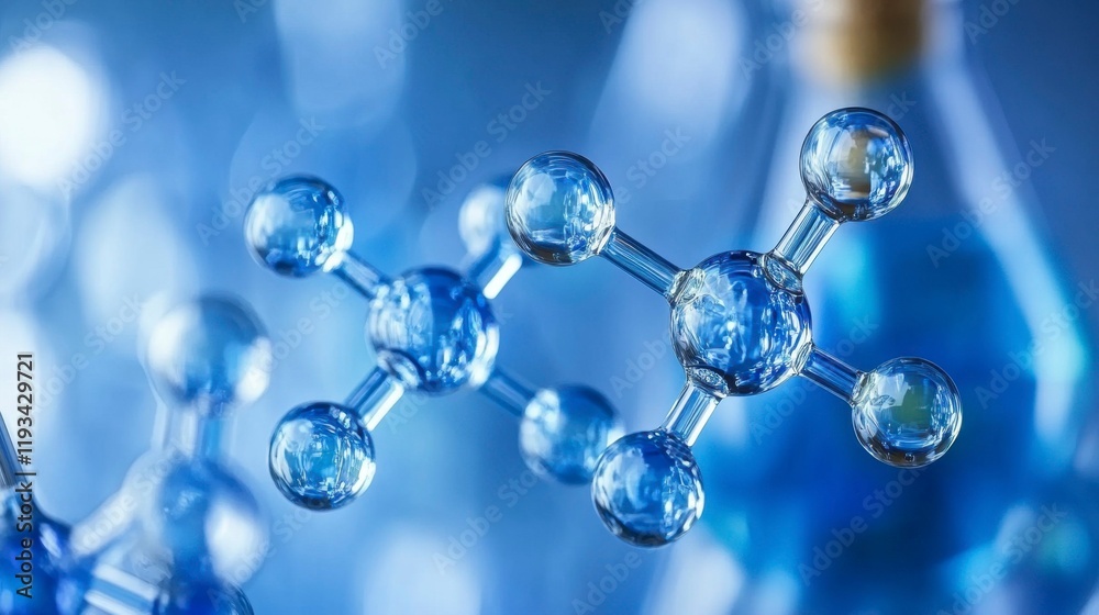 A detailed shot of a biochemistry lab with drug formulation research, showcasing visible molecular models and clear space for promotional content or captions. A detailed shot of a biochemistry lab with drug formulation research, showcasing visible molecular models and clear space for promotional content or captions.