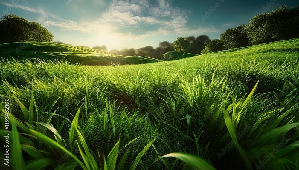 green field and sky green field and sky