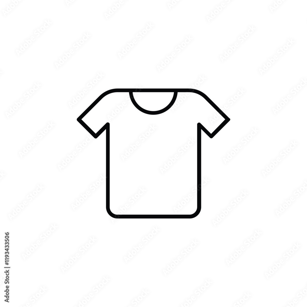 A minimalist T-shirt icon with a modern design, featuring subtle details on the collar and sleeves. Perfect for use in fashion apps or websites, showcasing casual comfort.