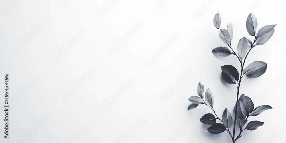 Monochrome botanical design with black and white leaves on a minimal background
